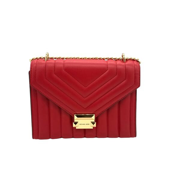 RETAIL $678 Michael Kors Whitney Medium Quilted Shoulder Bag*Cherry*NEW WITH TAG - Picture 1 of 7